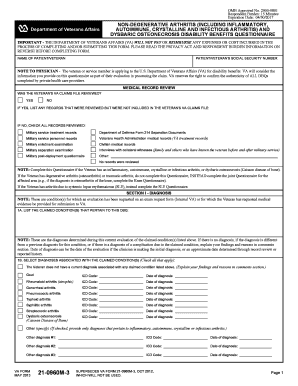 Non-Degenerative Arthritis Disability Benefits Questionnaire
