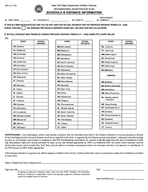 New York State IRP Schedule B Distance Information