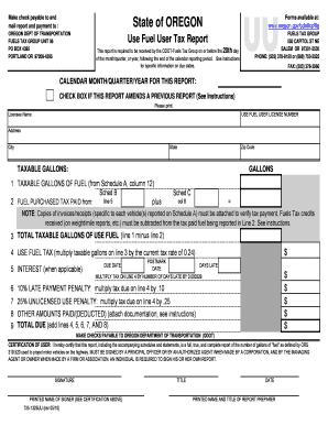 Oregon Fuel User Tax Report