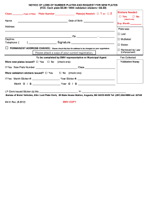 Maine Lost Number Plates Request Form