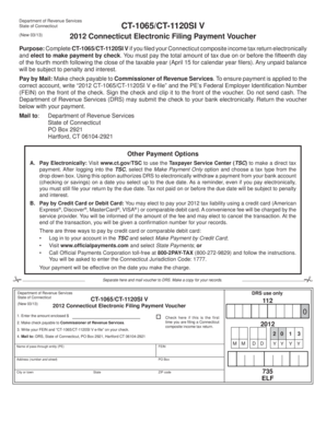 Connecticut Electronic Filing Payment Voucher