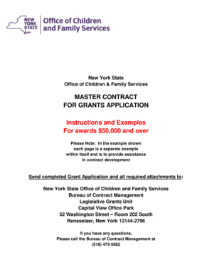 New York State Grant Application Master Contract