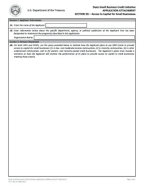 State Small Business Credit Initiative Application
