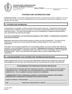 Hysterectomy Information Form