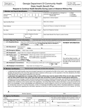 Georgia State Health Benefit Plan Leave of Absence Form