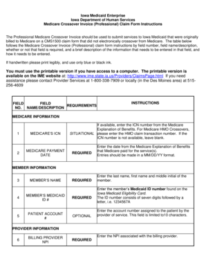Iowa Medicaid Medicare Crossover Invoice