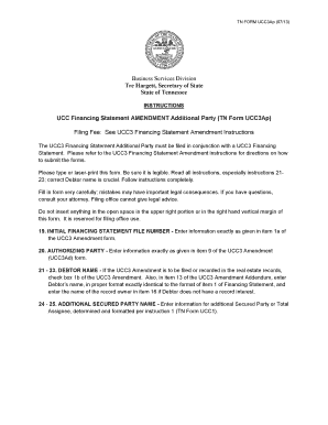 Tennessee UCC3Ap Financing Statement Amendment
