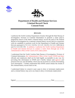 North Carolina Criminal Record Check Consent Form