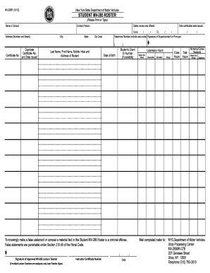 What is roster form - dmv ny