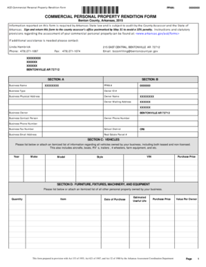 Arkansas Commercial Personal Property Rendition Form