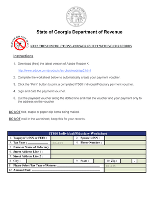Georgia IT 560 Individual Fiduciary Payment Voucher
