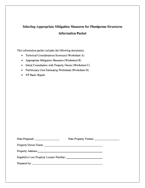 Flood Mitigation Measures Worksheet