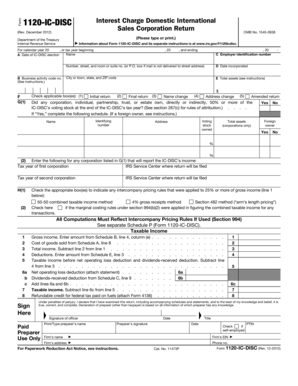 Form 1120-IC-DISC Interest Charge Domestic International Sales Corporation Return