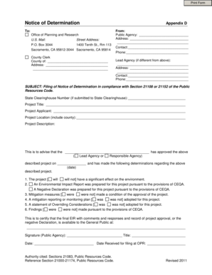 California Notice of Determination