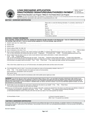 Loan Discharge Application
