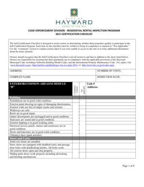 Residential Rental Inspection Self-Certification Checklist