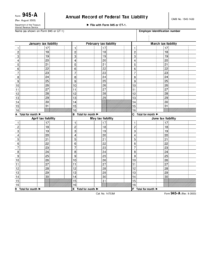 Form 945-A Annual Record of Federal Tax Liability