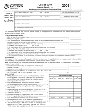 Ohio IT 2210 Interest Penalty Form