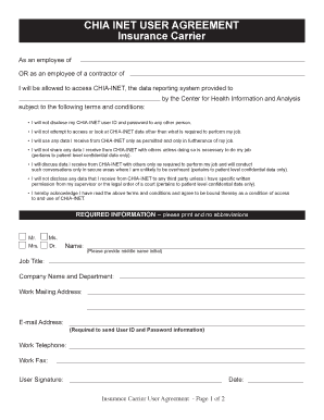 CHIA-INET User Agreement
