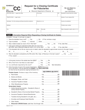 Wisconsin Closing Certificate Request