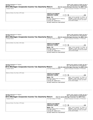 2012 Michigan Corporate Income Tax Quarterly Return