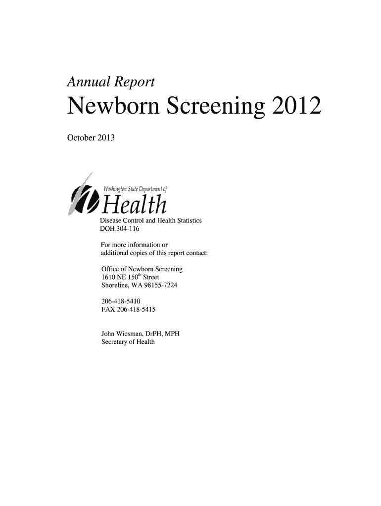 Fillable Online Doh Wa Washington State Newborn Screening Annual Board