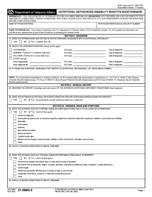 Nutritional Deficiencies Disability Benefits Questionnaire