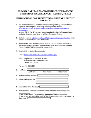 Military Service Earnings Deposit Request