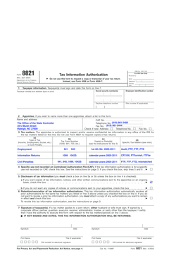IRS Form 8821 Tax Information Authorization