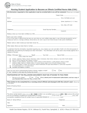 Illinois Nursing Student Application to Become a Certified Nurse Aide (CNA)