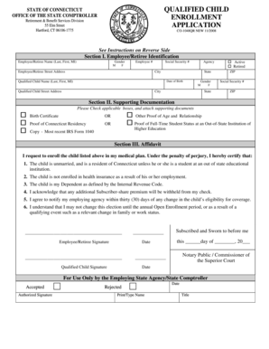 Connecticut Qualified Child Enrollment Form