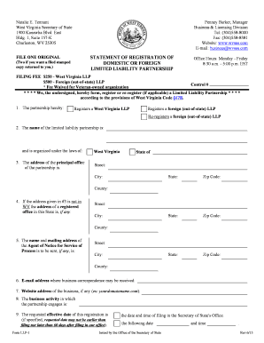 West Virginia Limited Liability Partnership Registration Form