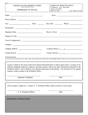 Federal Probation Travel Permission Form