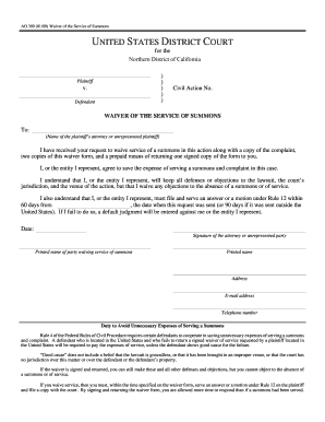 Waiver of the Service of Summons - United States District Court ... - cand uscourts