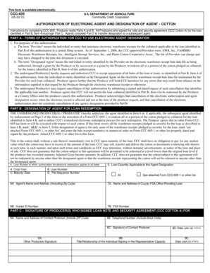 Authorization of Electronic Agent for Cotton Loans