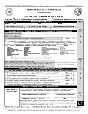 California Certificate of Medical Education