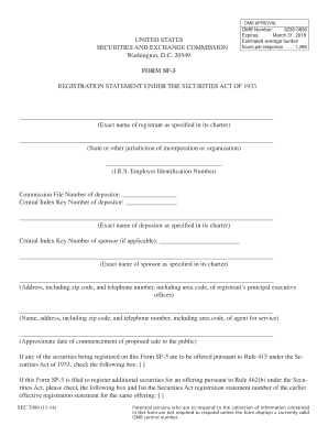 Form SF-3 Registration Statement