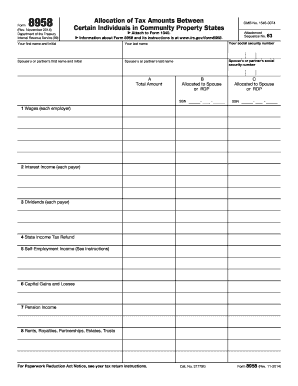 Form 8958 Allocation of Tax Amounts