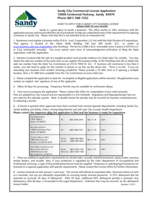 Sandy City Commercial License Application