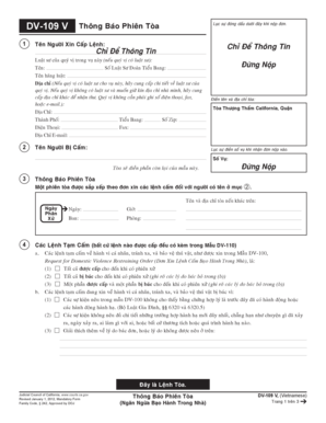 California Domestic Violence Restraining Order Notice of Court Hearing