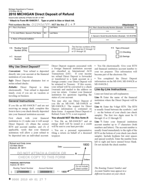 Michigan Direct Deposit of Refund Form 3174