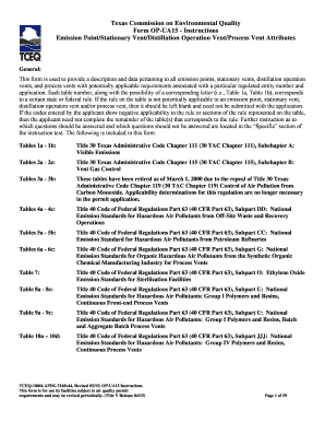 Texas Emission Point Form OP-UA15