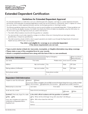 Extended Dependent Certification Form