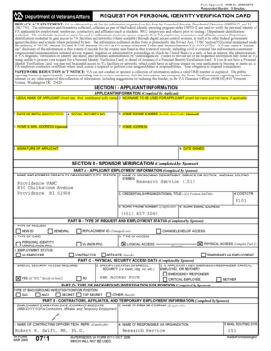 VA Form 0711 Request for Personal Identity Verification Card