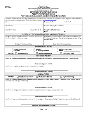 Michigan Performance Management and Competency Rating Form