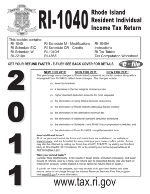 Rhode Island Resident Individual Income Tax Return