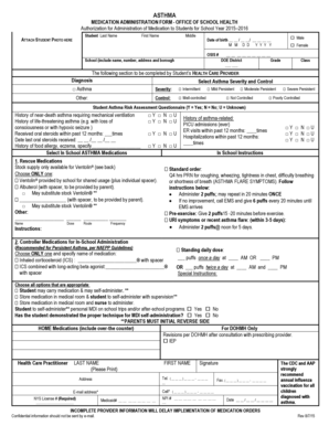 Asthma Medication Administration Form
