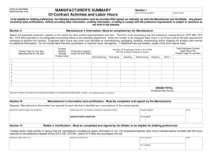 California Manufacturer’s Summary Form