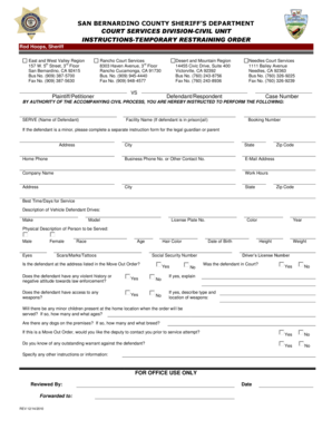 Temporary Restraining Order Instructions