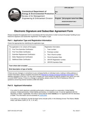 Connecticut Electronic Signature and Subscriber Agreement Form